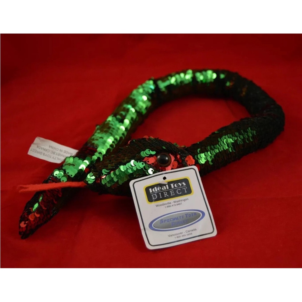 Plush Snake Ideal Toys Direct Sequin Mermaid Style Sensory Toy, 28in